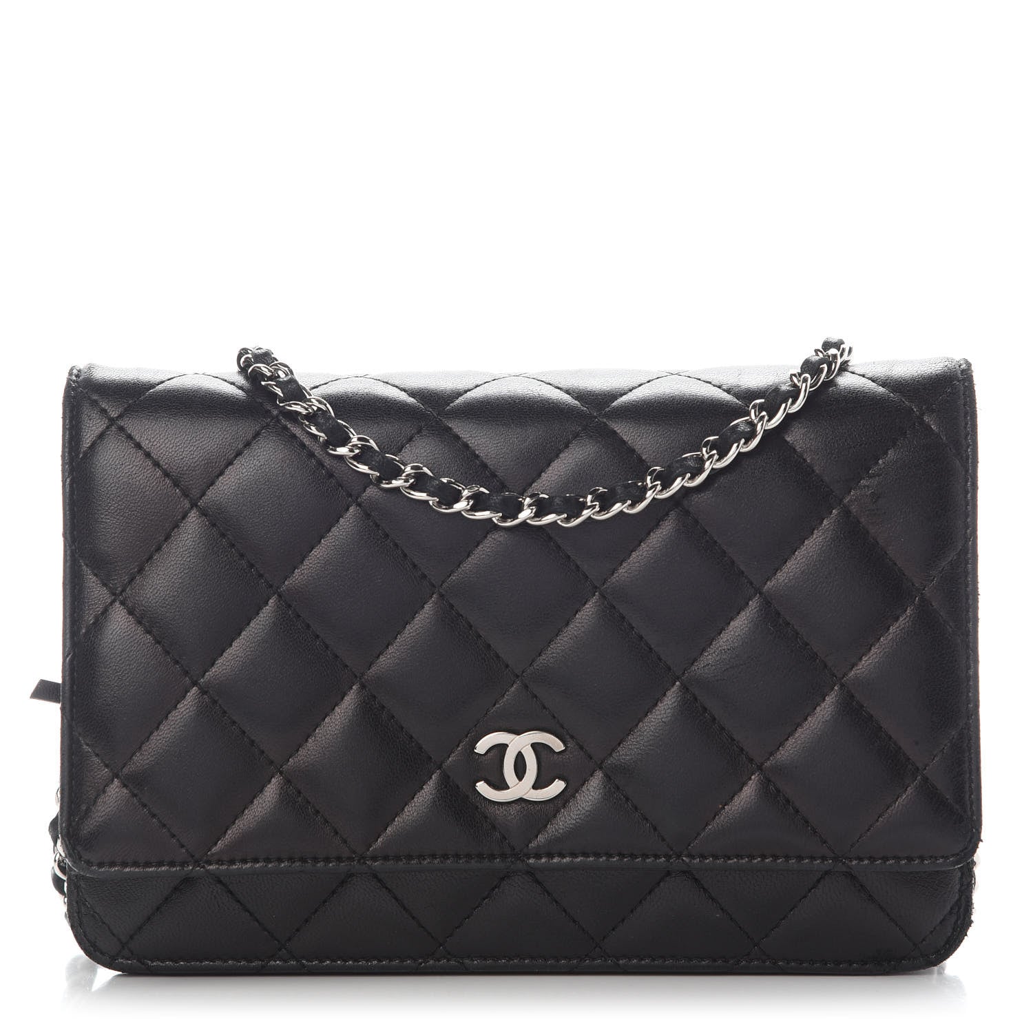 Chanel Lambskin Quilted Wallet On Chain WOC Black 1 of 12