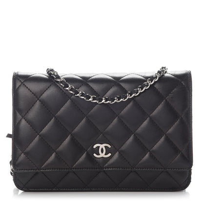 Chanel Lambskin Quilted Wallet On Chain WOC Black 1 of 12