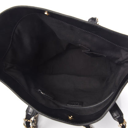 Gucci Denim Monogram Chain Bucket Tote Black 5 of 10