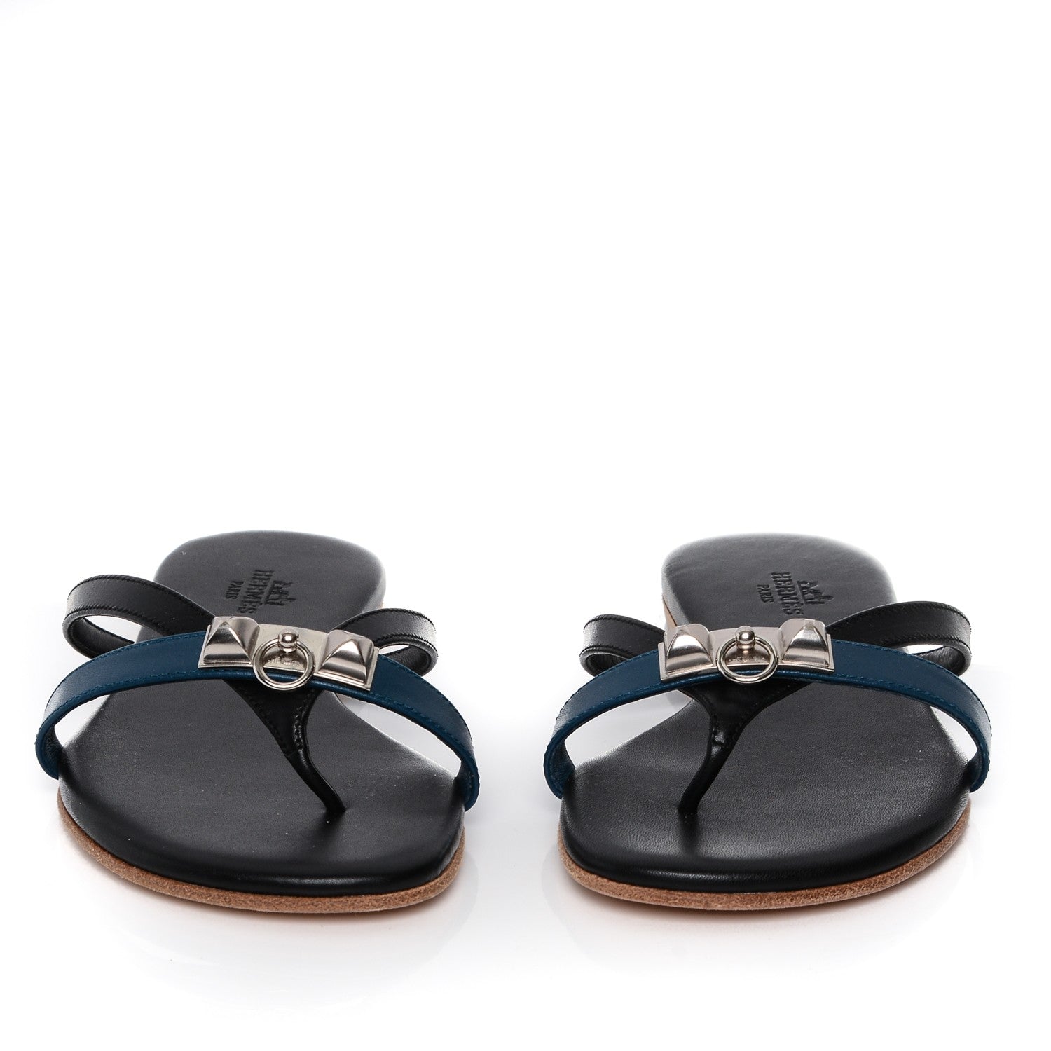 Hermes Nappa Calfskin Corfou Sandals 35 Black Lazulite 2 of 8