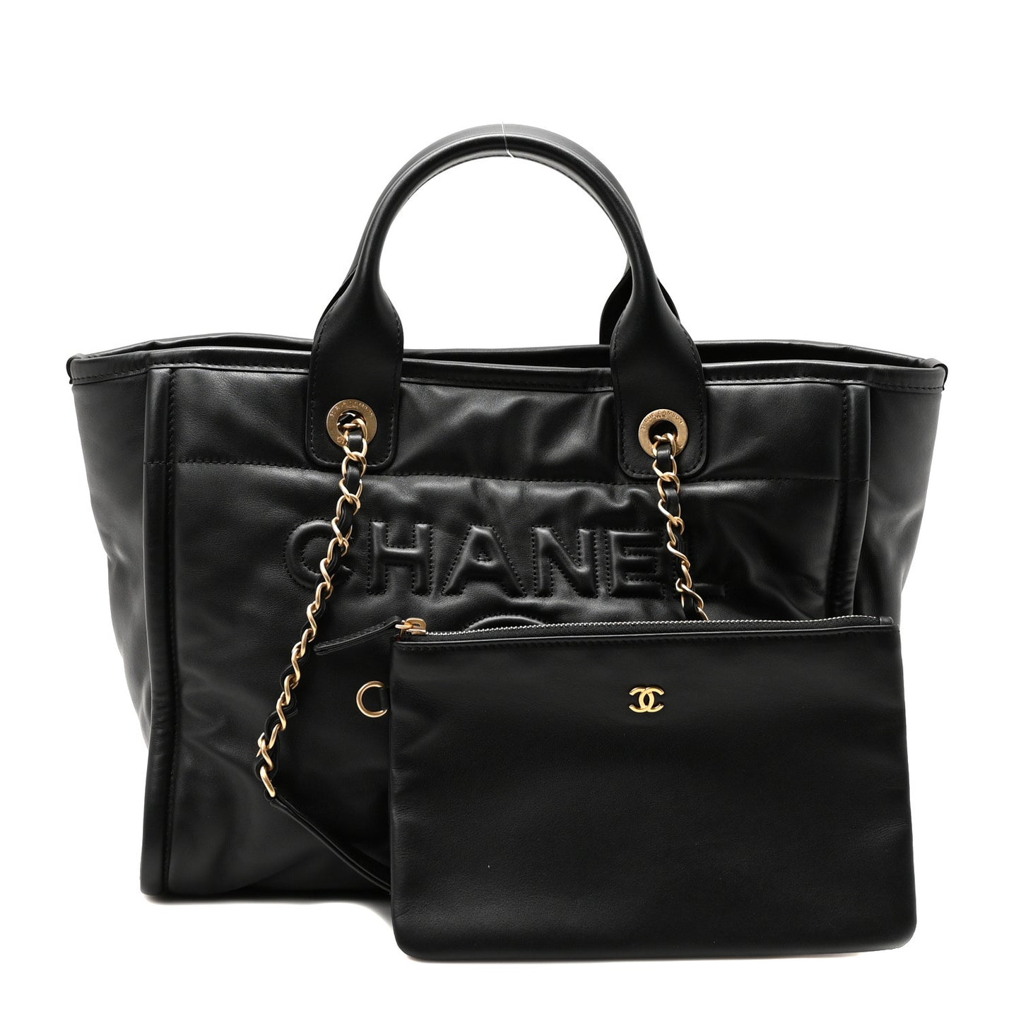 Calfskin Small Deauville Tote Black