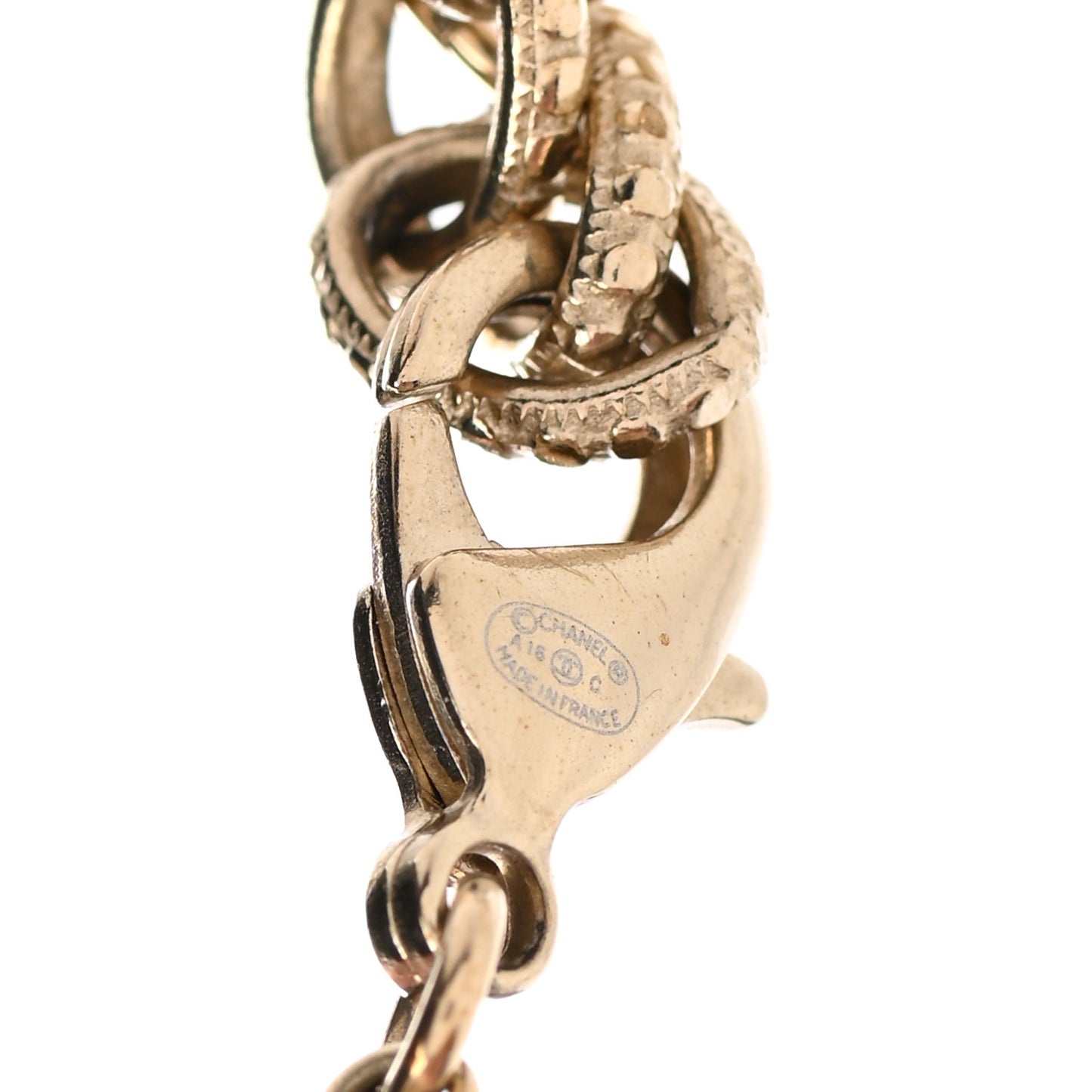 Enamel Pearl CC Long Necklace Gold