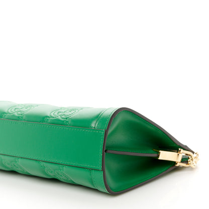 Gucci Calfskin GG Matelasse Small Slim Chain Shoulder Bag Spring Green Natural 11 of 12