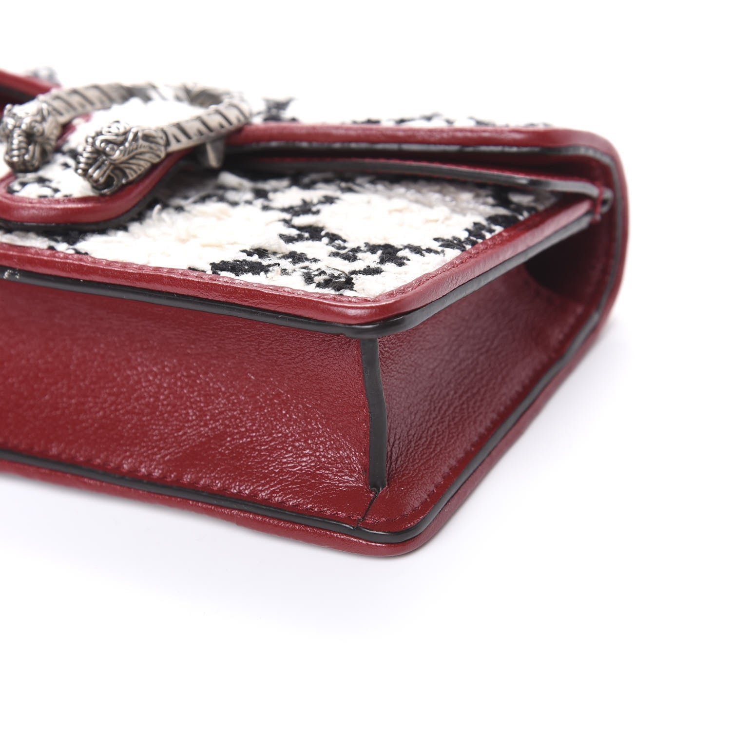 Gucci Tweed GG Monogram Super Mini Dionysus Shoulder Bag White Black Romantic Cherry 8 of 10