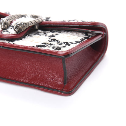 Gucci Tweed GG Monogram Super Mini Dionysus Shoulder Bag White Black Romantic Cherry 8 of 10