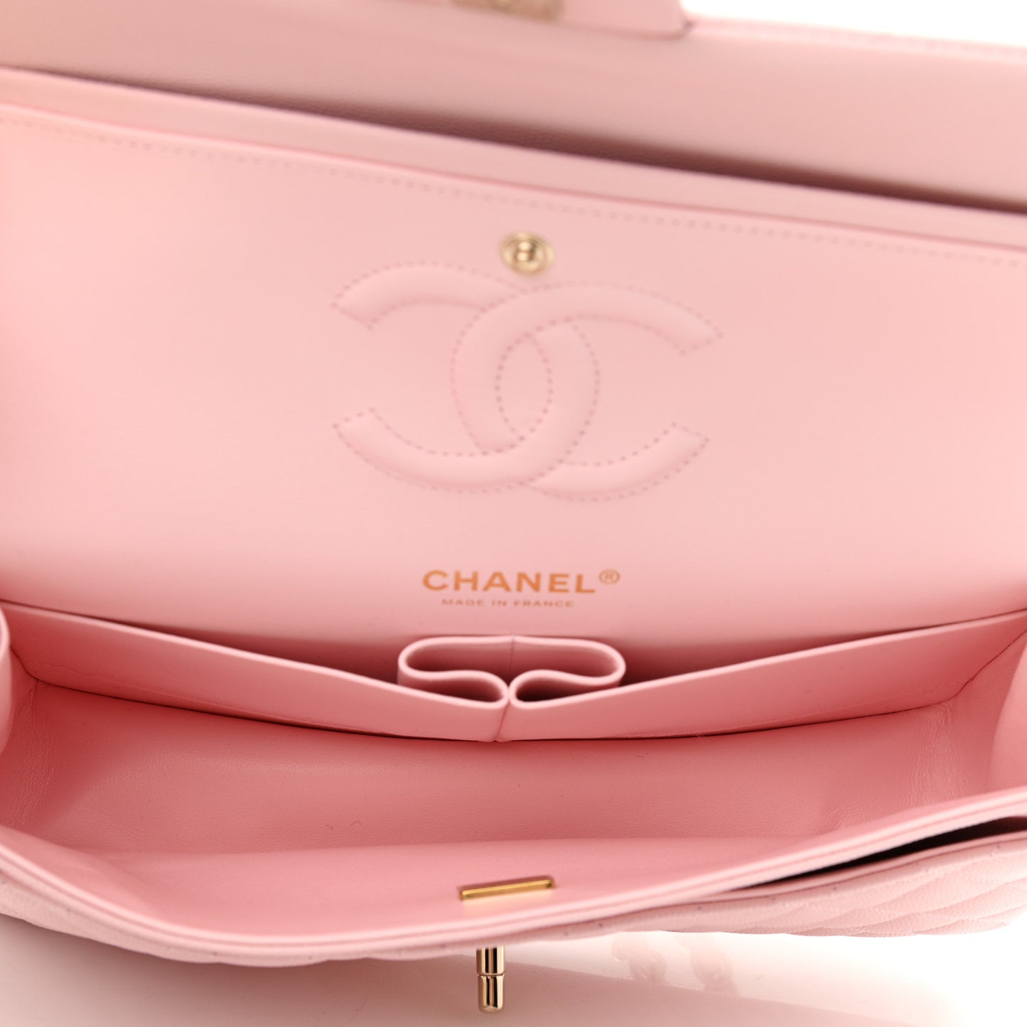 Caviar Quilted Medium Double Flap Light Pink
