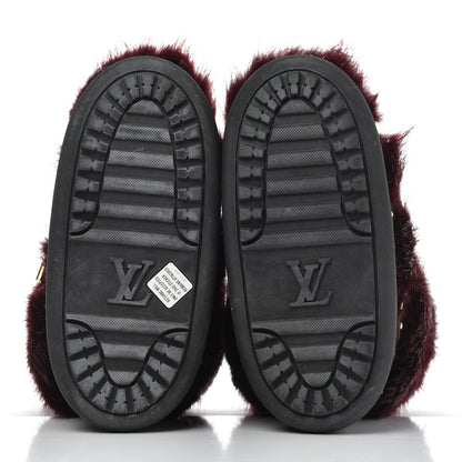 Louis Vuitton Beaver Calfskin Monogram Off Piste Flat Half Boots 38 Red 5 of 16