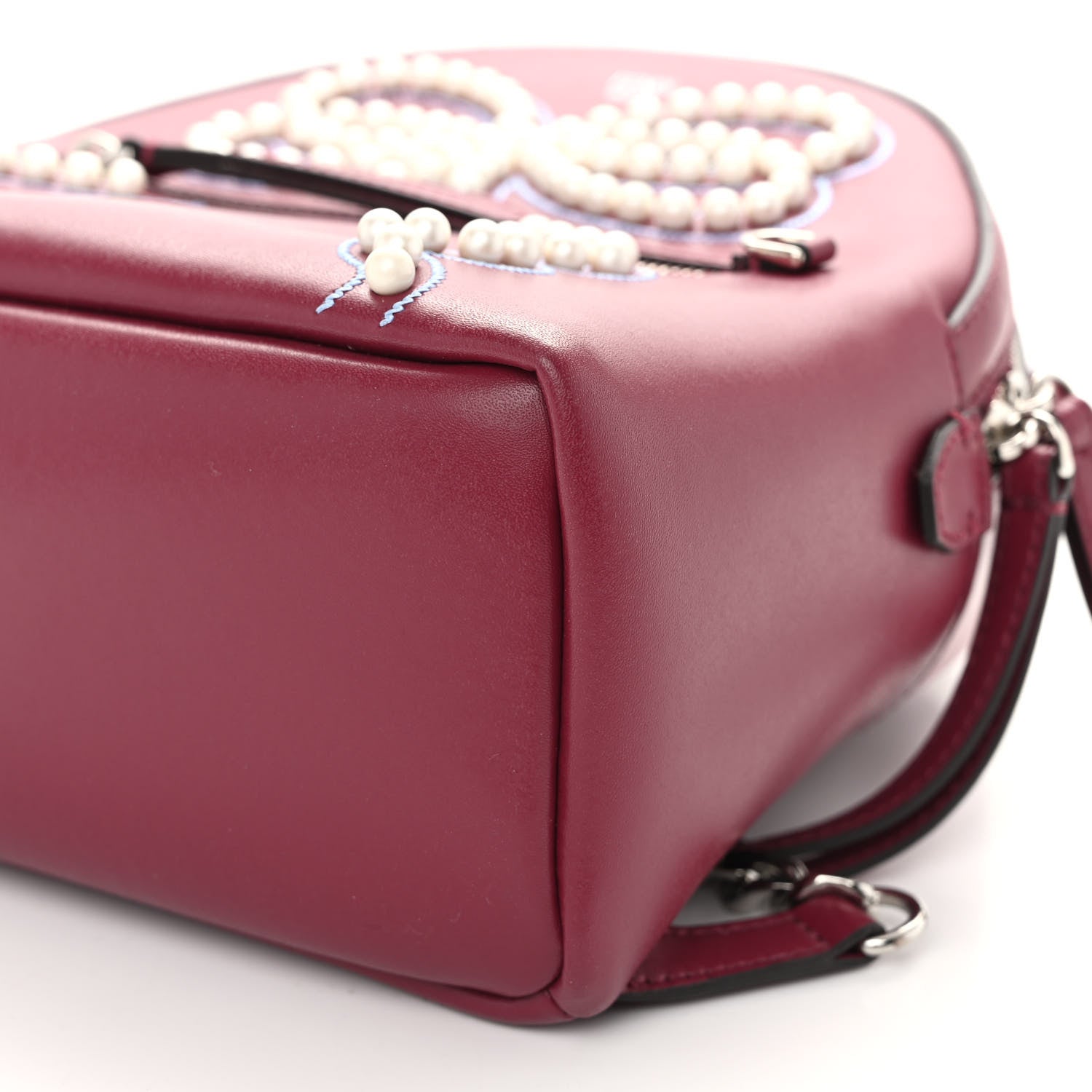 Fendi Vitello Liberty Pearl Romantic Bow Mini Backpack Black Cherry 9 of 9