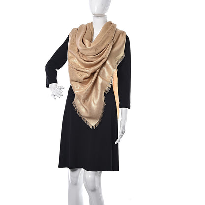 Louis Vuitton Silk Wool Monogram Rock Shawl Gold 2 of 4