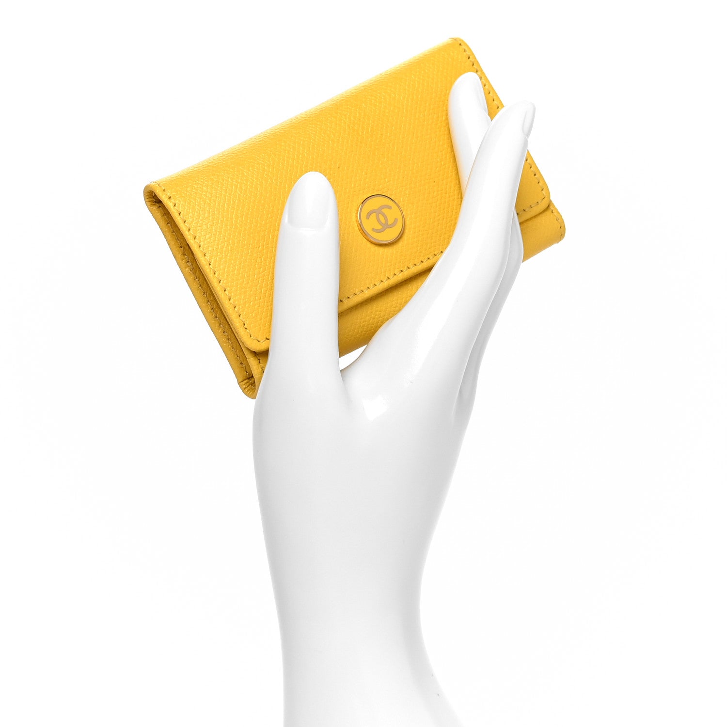 Chanel Grained Calfskin CC Button 6 Key Holder Yellow 2 of 8
