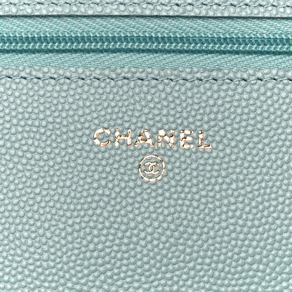 Chanel Caviar Quilted Wallet On Chain WOC Light Blue 6 of 11