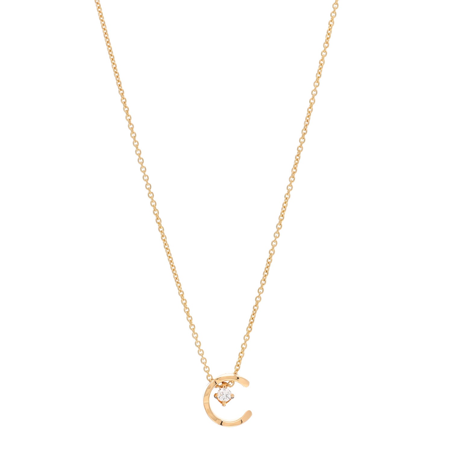Chanel 18K Yellow Gold Diamond Coco Crush C Necklace 1 of 7