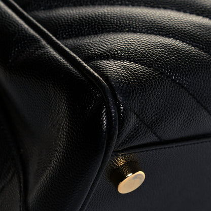 Saint Laurent Grain De Poudre Matelasse Chevron Monogram Shopping Bag Black 4 of 11