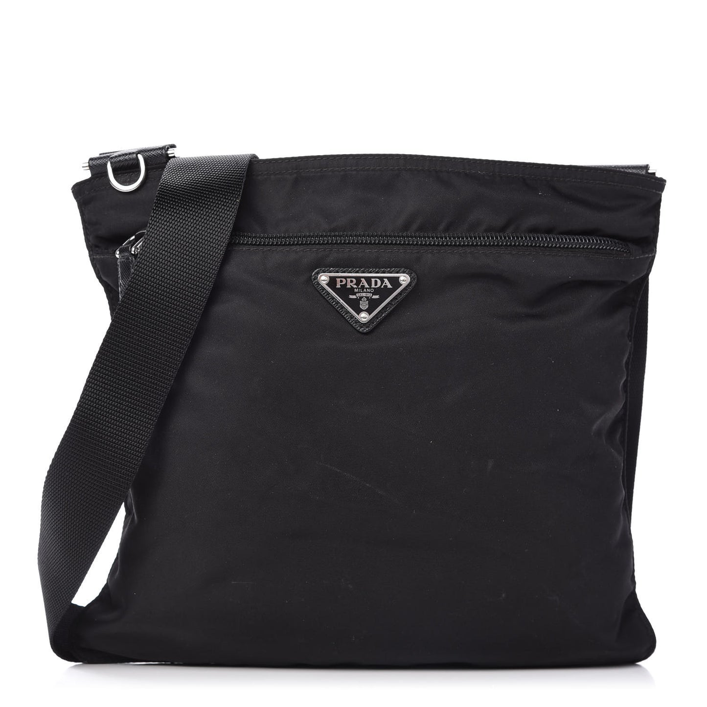 Nylon Flat Messenger Bag Black