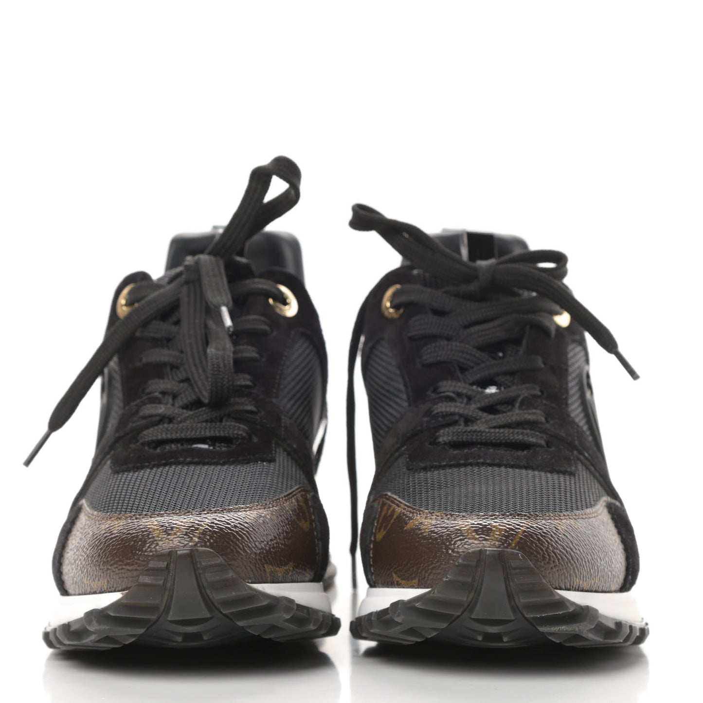 Suede Monogram Run Away Sneakers 37.5 Black