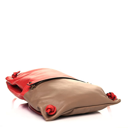 Valentino Garavani Calfskin Rockstud Bi-Color Drawstring Backpack Red Beige 3 of 12