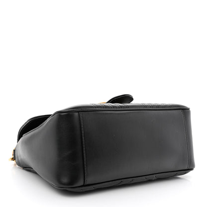 Gucci Calfskin Matelasse Small GG Marmont Top Handle Shoulder Bag Black 4 of 10