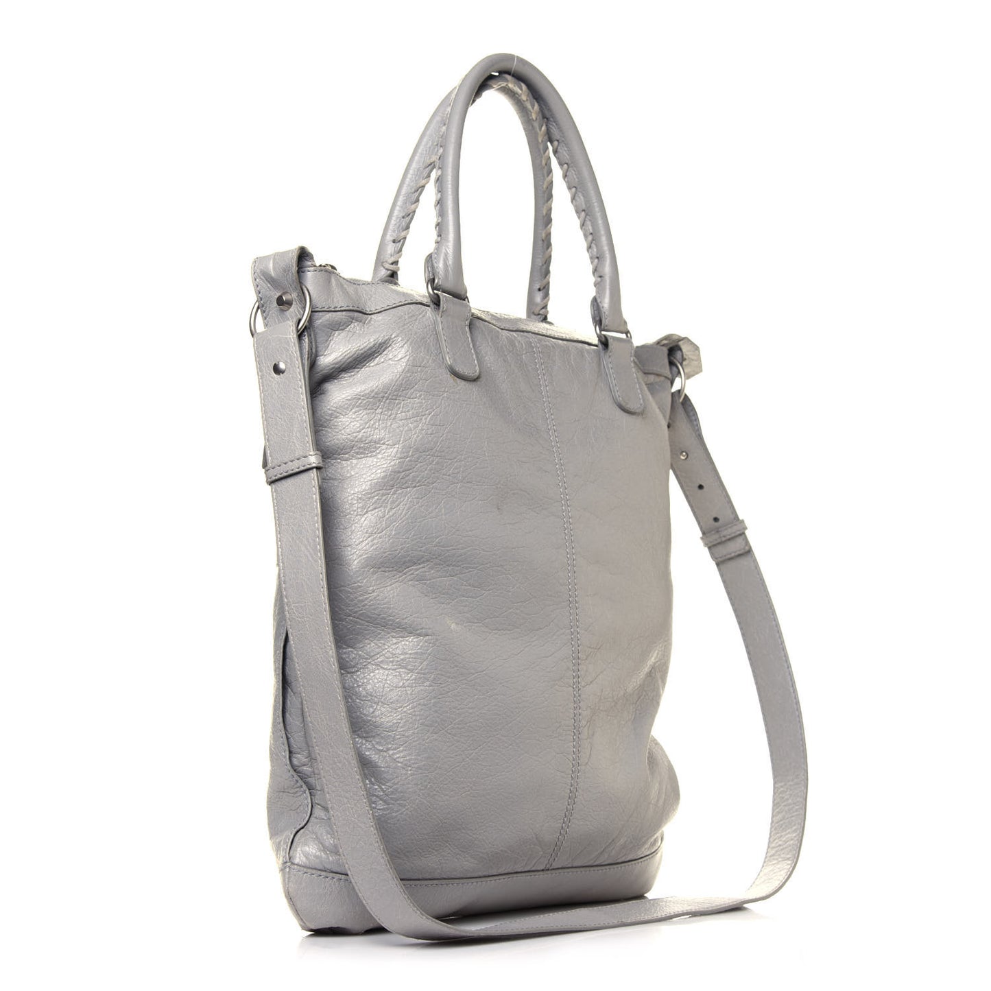 Metallic Agneau Classic Silver Hardware Square Tote Argent