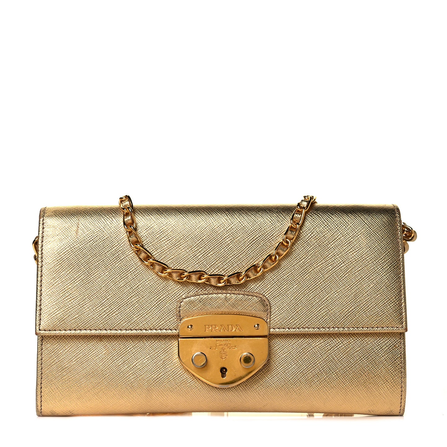 Saffiano Lux Sound Wallet On Chain Platino