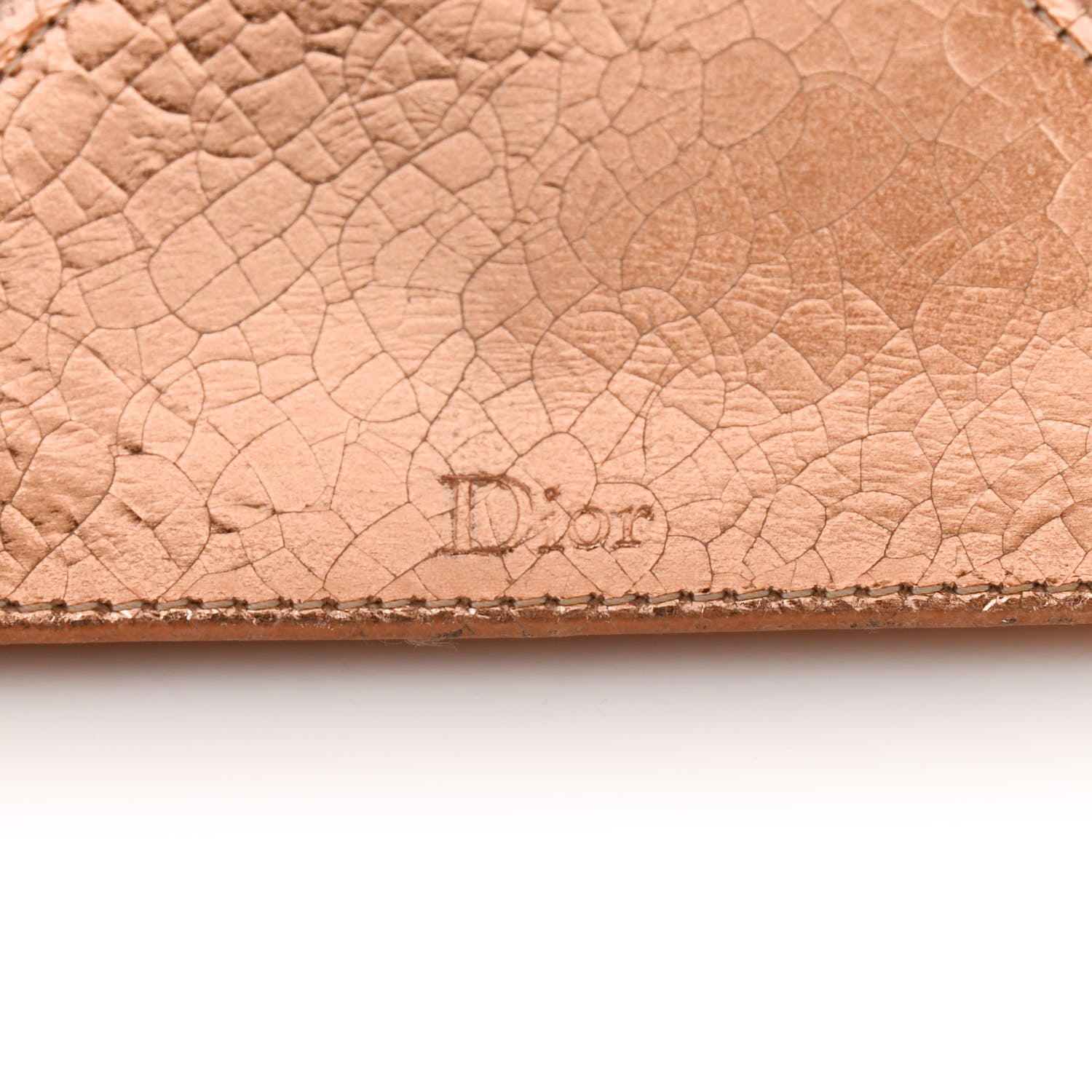Christian Dior Metallic Ceramic Effect Deerskin Diorama Wallet on Chain Pouch Gold 14 of 15