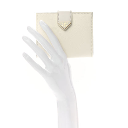 Prada Saffiano Small Triangle Wallet White 2 of 6