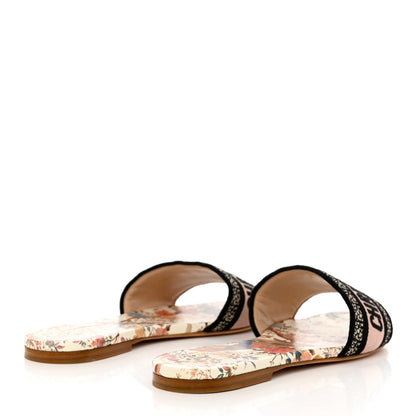 Christian Dior Canvas Jardin d’Hiver Embroidered Dway Flat Slide Sandals 39.5 White Multicolor 4 of 10