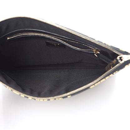 Chanel Calfskin Crocodile Embossed Graffiti 2.55 Medium Cocodile Reissue Cosmetic Case Black Gold 4 of 6