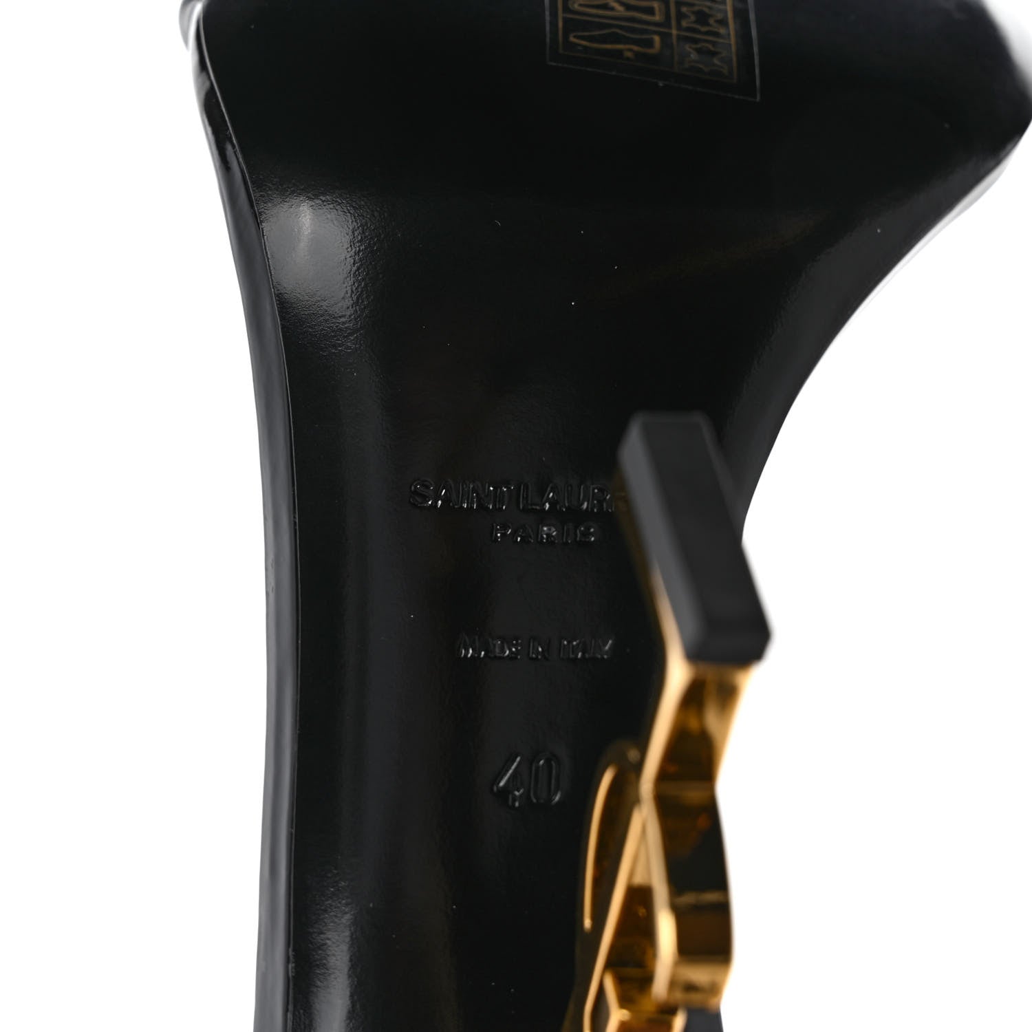 Saint Laurent Patent Calfskin Opyum 110 Sandals 40 Black Gold 6 of 8