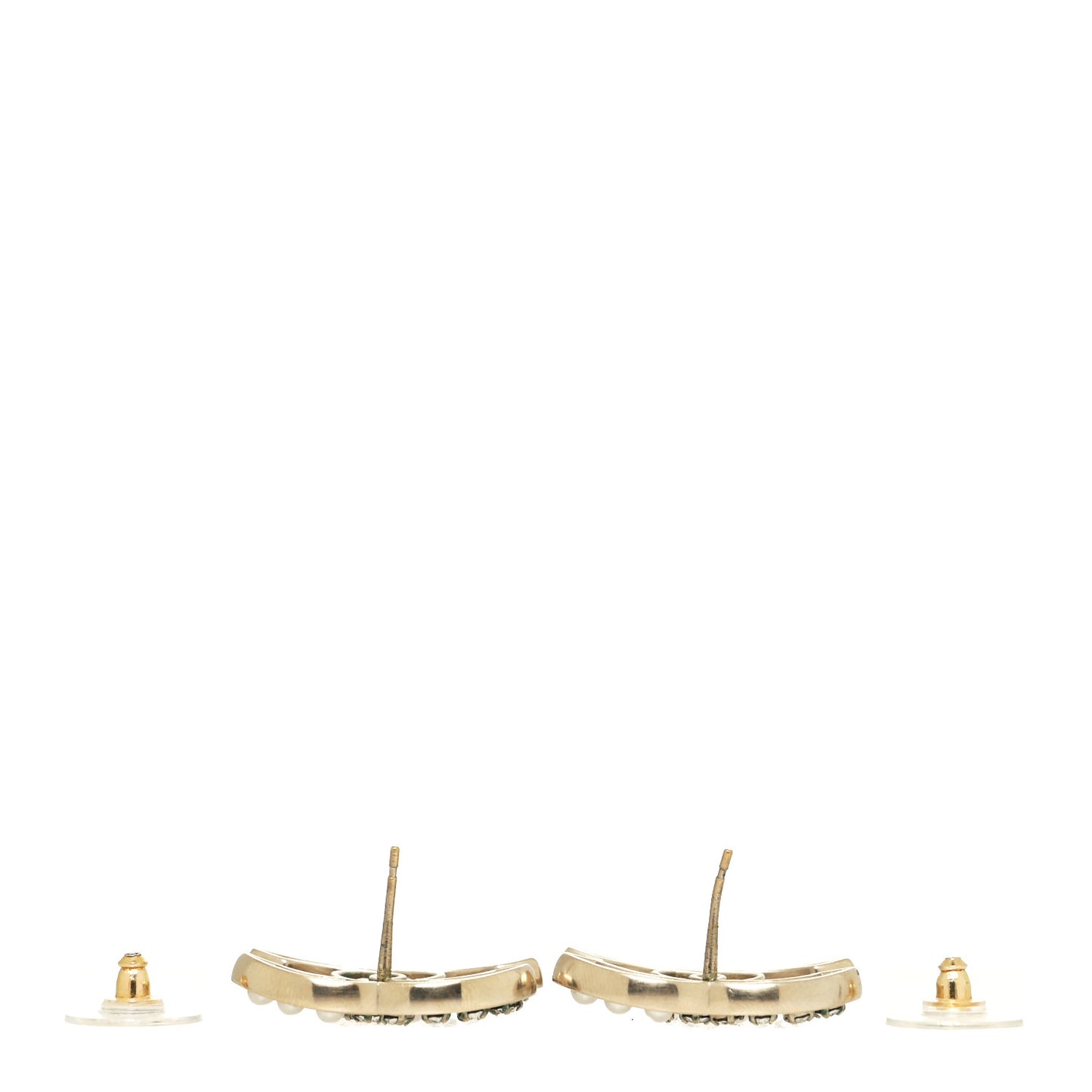 Crystal Pearl CC Earrings Gold