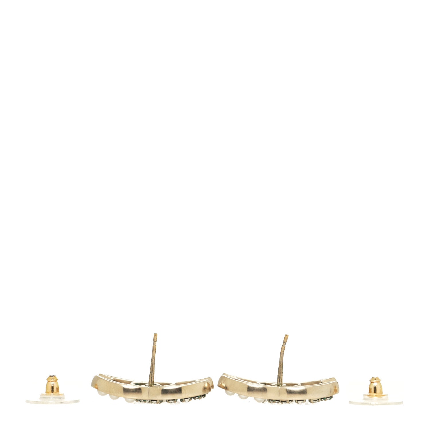 Chanel Crystal Pearl CC Earrings Gold 3 of 4