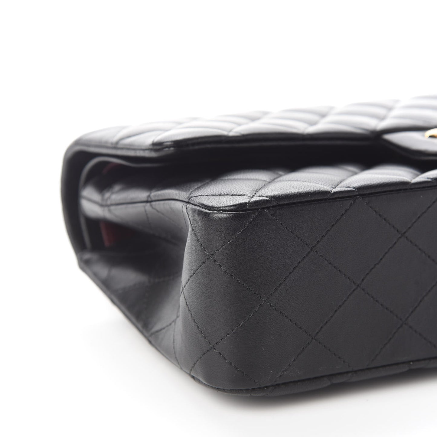 Lambskin Quilted Medium Double Flap Black