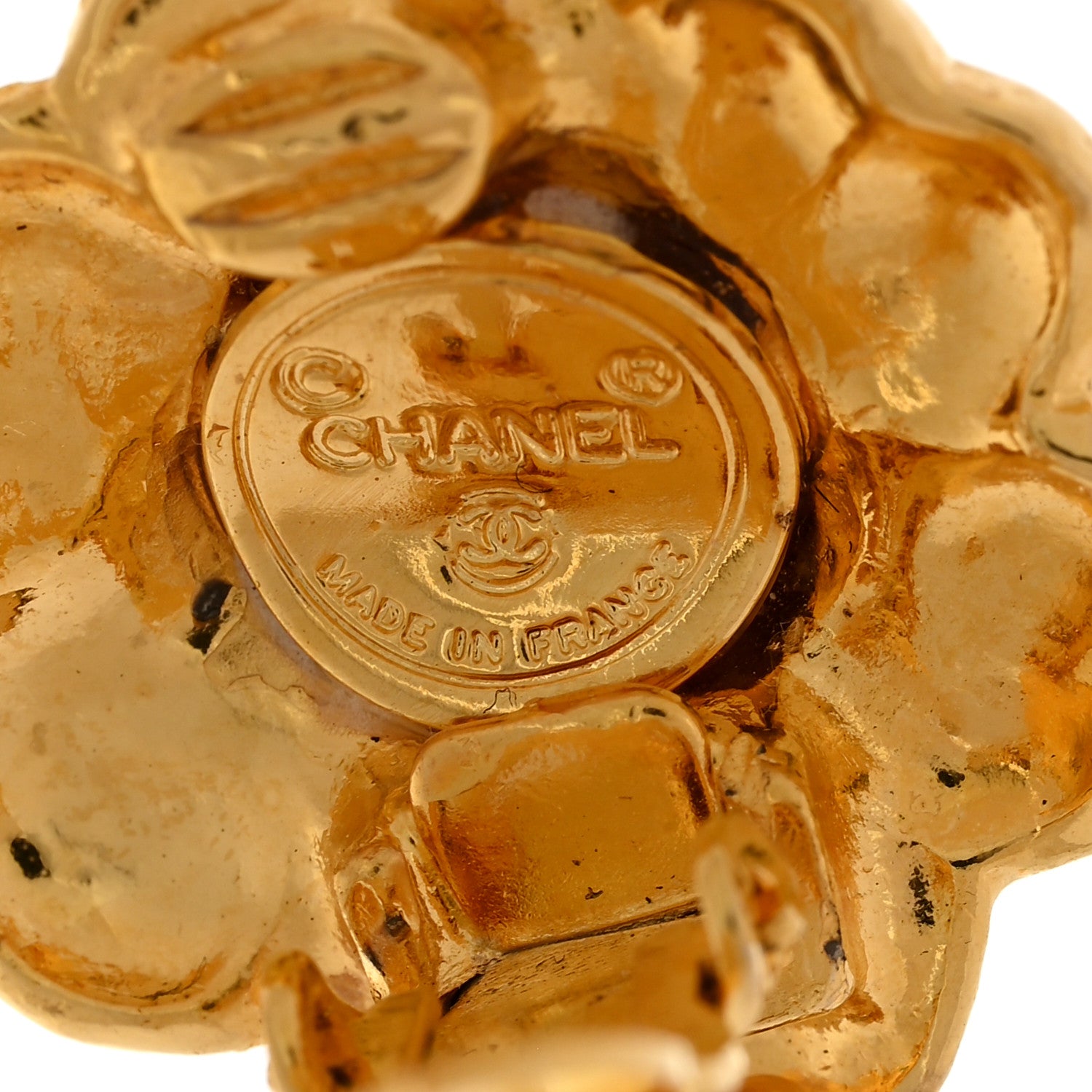Chanel Camellia CC Clip On Drop Earrings Gold 4 of 5