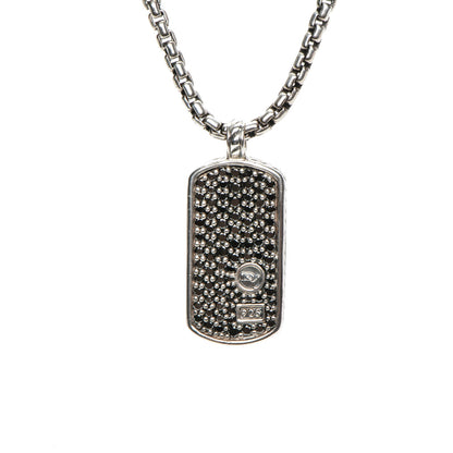 David Yurman Sterling Silver Black Diamond Small Dog Tag Necklace 3 of 6
