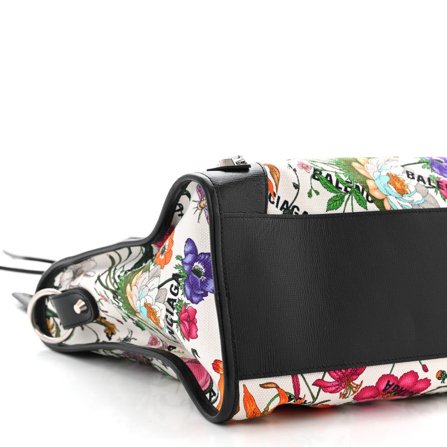 X GUCCI Canvas Azalea Calfskin Flora Logo Print Neo Classic Silver Hardware Medium City White Multicolor Black