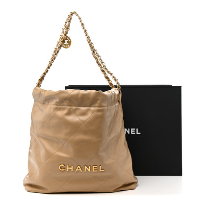 Chanel Shiny Calfskin Quilted Small Chanel 22 Beige Beige 12 of 12