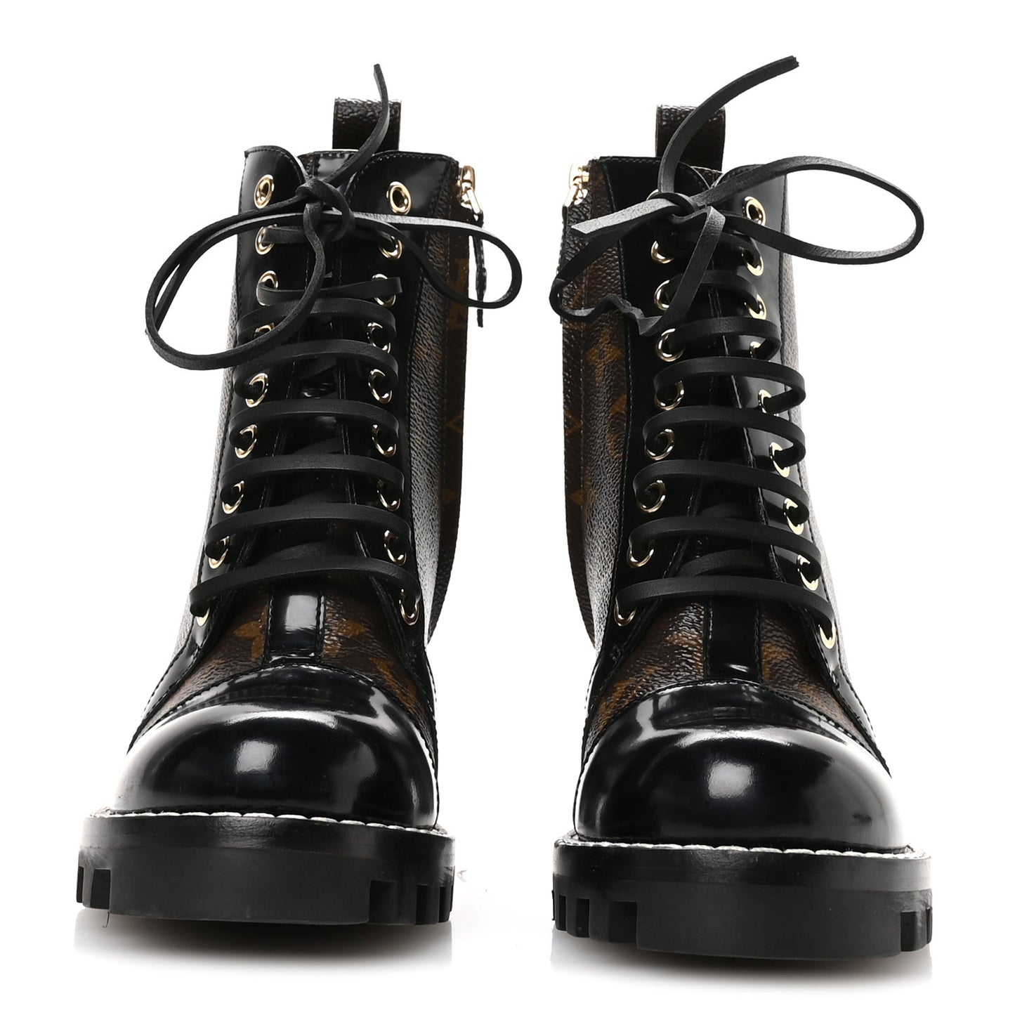 Patent Calfskin Monogram Star Trail Ankle Boots 35.5 Black