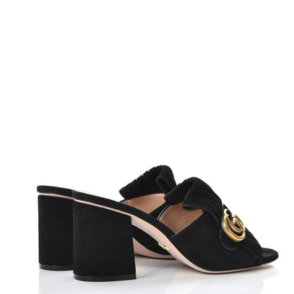 Gucci Kid Scamosciato GG Marmont Fringe 75mm Slide Sandals 38.5 Black 4 of 7