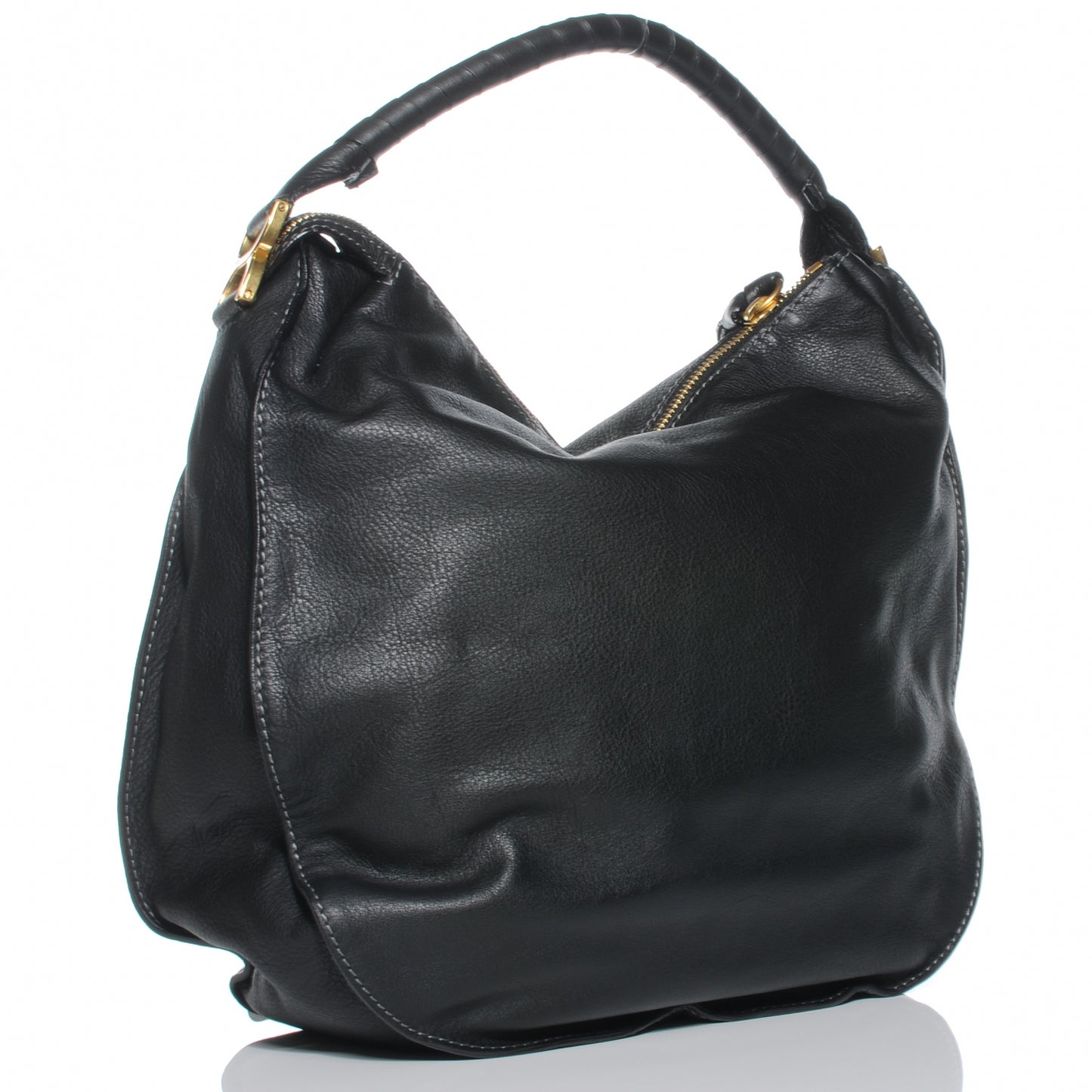 Leather Large Marcie Hobo Black