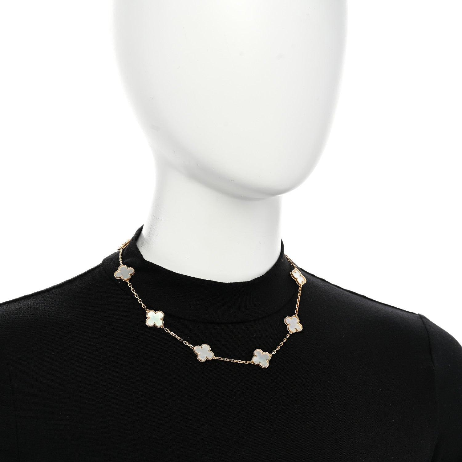 Van Cleef & Arpels 18K Yellow Gold Mother of Pearl 10 Motifs Vintage Alhambra Necklace 2 of 5