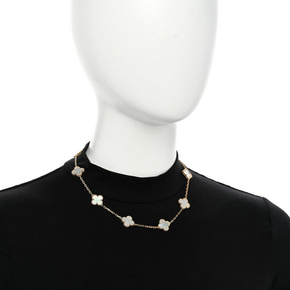 Van Cleef & Arpels 18K Yellow Gold Mother of Pearl 10 Motifs Vintage Alhambra Necklace 2 of 5