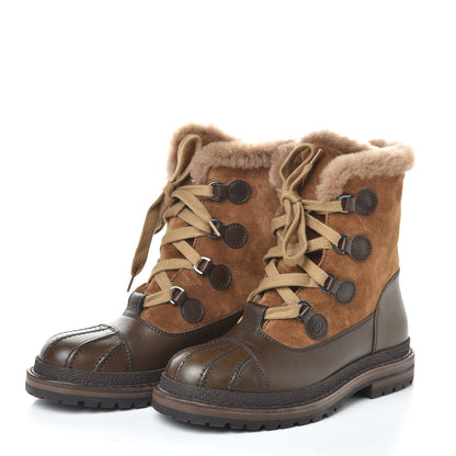 Chanel Suede Calfskin Lace Up Boots 36.5 Light Brown 3 of 7