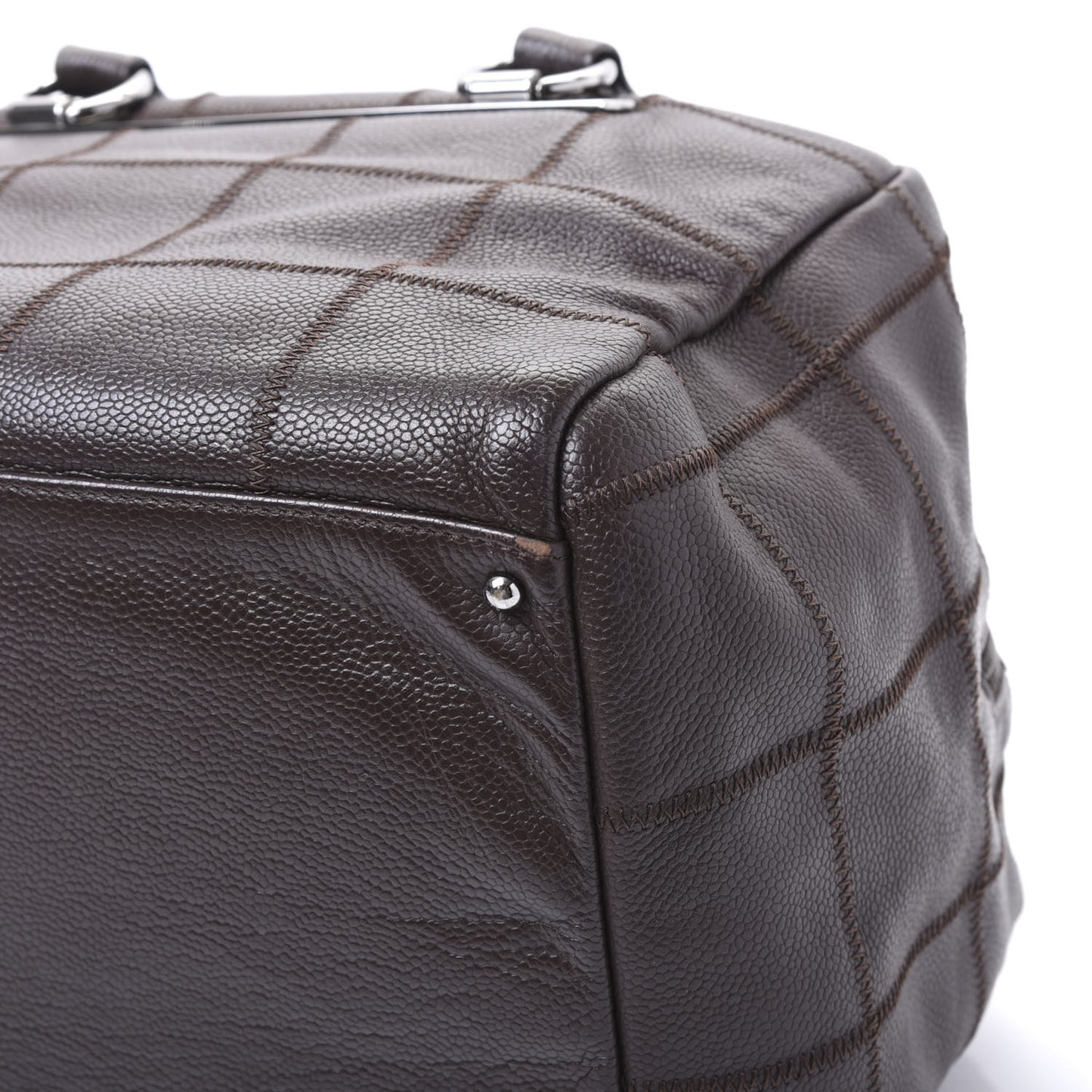 Caviar Square Stitched Bowler Dark Brown