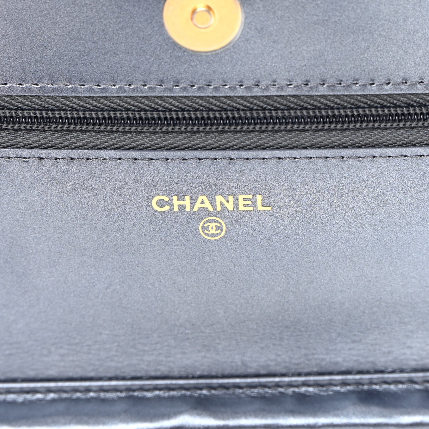 Chanel Metallic Lambskin Wallet On Chain WOC Dark Blue 6 of 11
