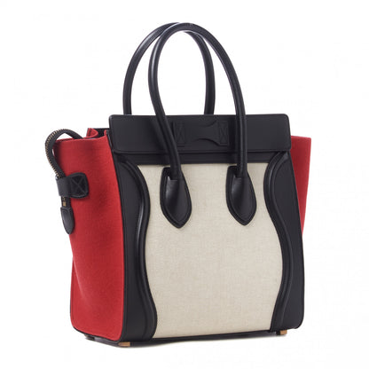 Celine Canvas Smooth Calfskin Micro Tri-Color Luggage Carmin 2 of 9