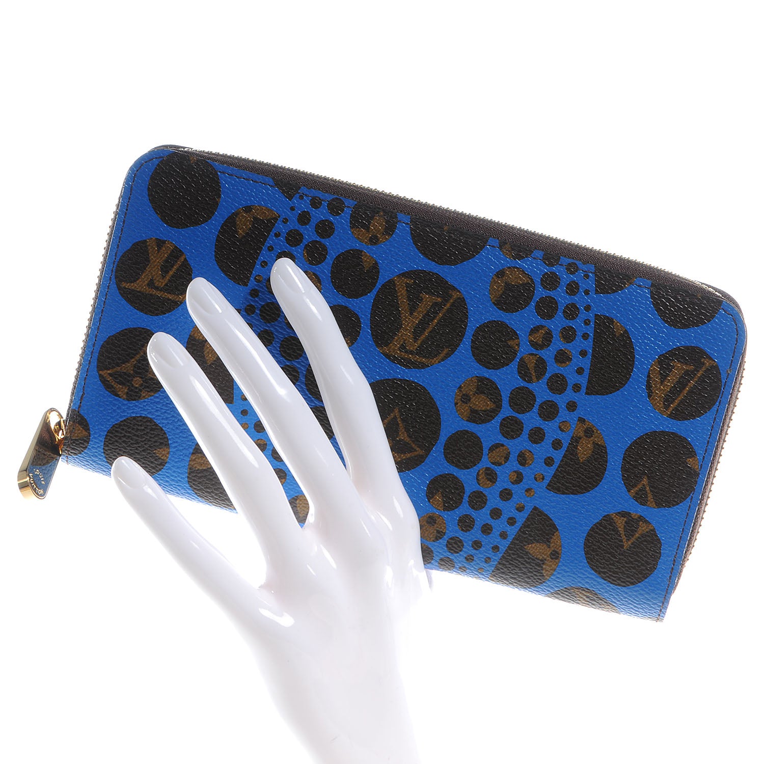 Louis Vuitton Monogram Kusama Pumpkin Dots Zippy Wallet Blue 2 of 9