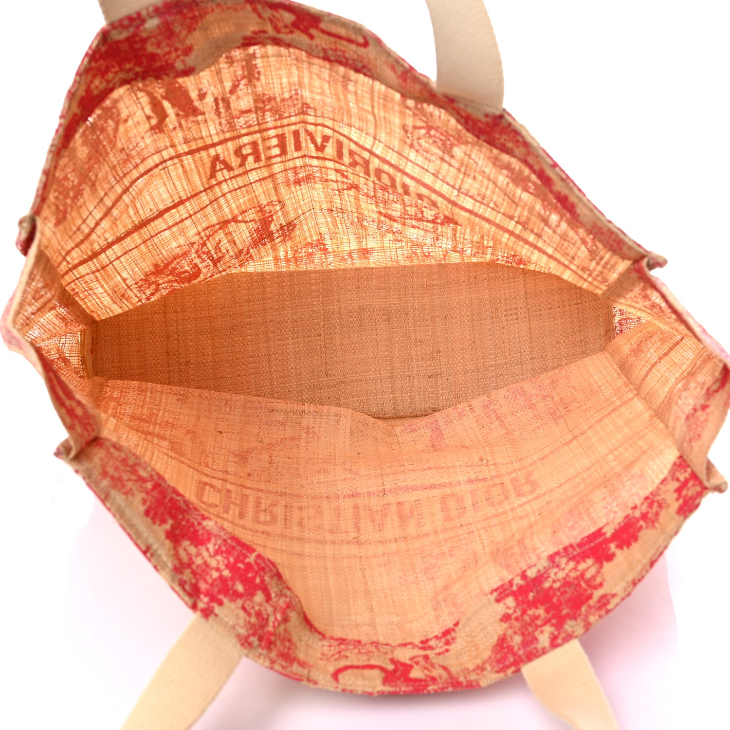 Christian Dior Straw Dioriviera Tote Red 4 of 12