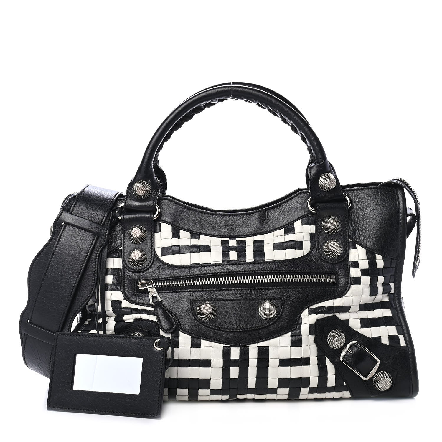 Balenciaga Agneau Lattice Woven Giant 21 City Black White 1 of 11