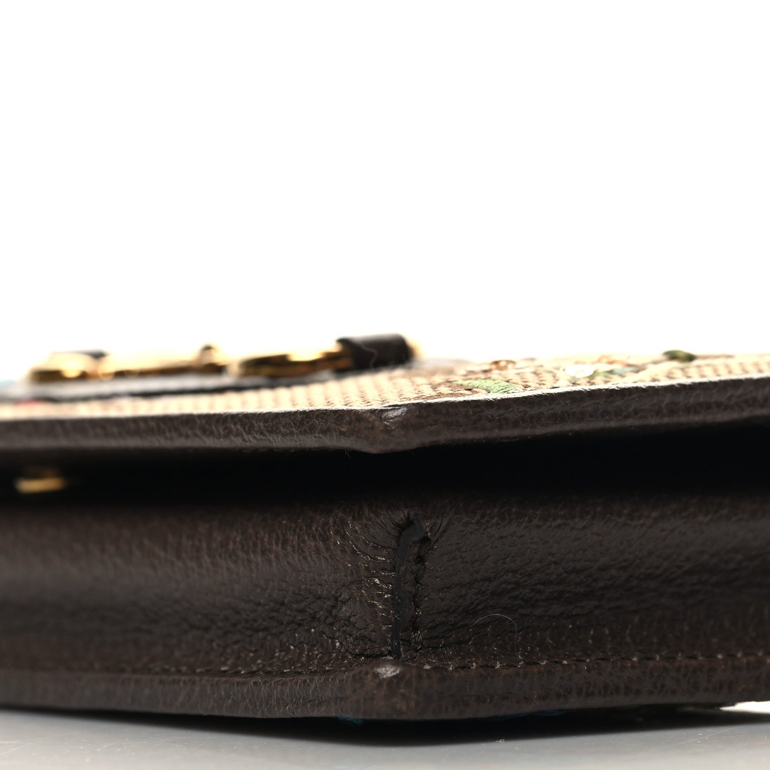 Gucci Monogram Jumbo GG Textured Dollar Calfskin Embroidered Horsebit 1955 Wallet On Chain Camel Ebony New Acero Multicolor 10 of 11