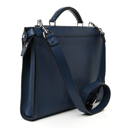 Fendi Cuoio Romano Selleria Large Peekaboo Iconic Fit Satchel Blue Marine 2 of 12