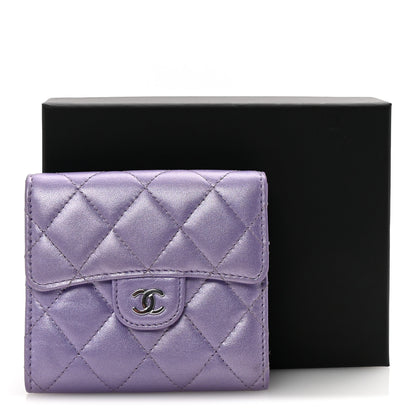 Chanel Metallic Lambskin Quilted Compact Flap Wallet Light Purple 9 of 9